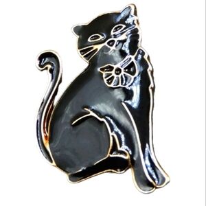 Betsey Johnson black cat small Brooch pin nwt